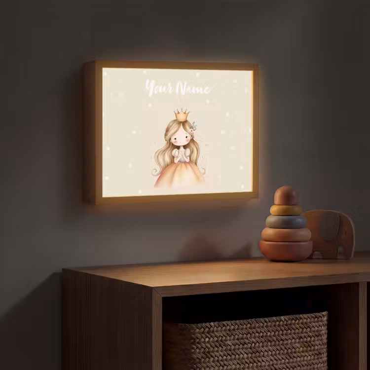 Prinses - Kroon - Bloem - Stippen Light Box met batterij (Wandlamp kind) middel -sfeer5_kind