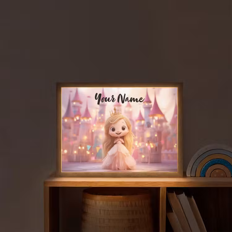 Prinses - Roze - Kasteel Light Box met batterij (Wandlamp kind) middel -sfeer1_kind