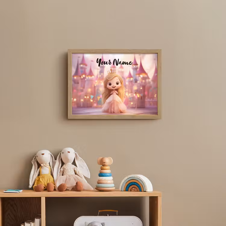 Prinses - Roze - Kasteel Light Box met batterij (Wandlamp kind) middel -sfeer2_kind