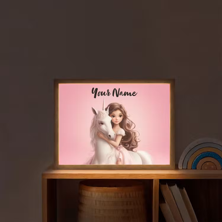 Prinses - Roze - Eenhoorn Light Box met batterij (Wandlamp kind) middel -sfeer1_kind