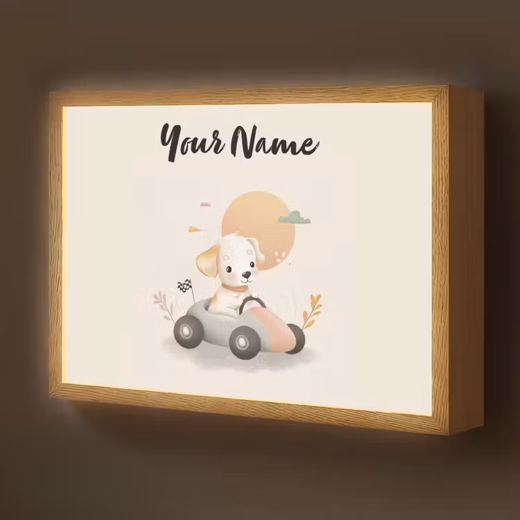 Puppy - Oranje - Raceauto Light Box met batterij (Wandlamp kind) middel -z3d_website