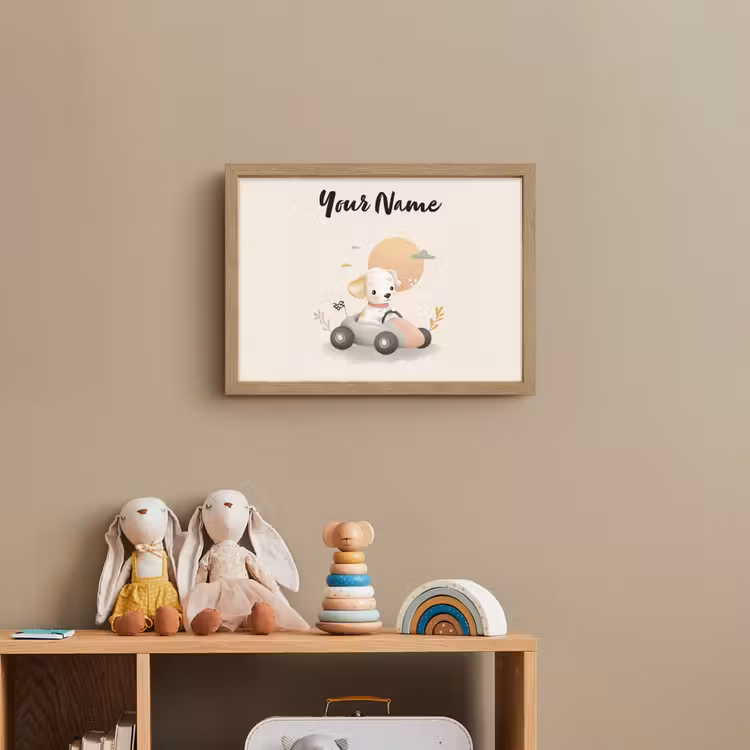 Puppy - Oranje - Raceauto Light Box met batterij (Wandlamp kind) middel -sfeer2_kind