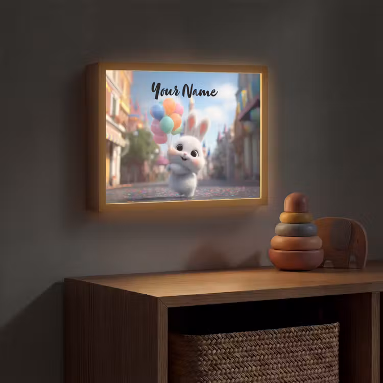 konijn - Ballonnen Light Box met batterij (Wandlamp kind) middel -sfeer5_kind