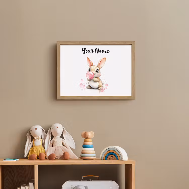 Konijn - Roze - Bellen Light Box met batterij (Wandlamp kind) middel -sfeer2_kind