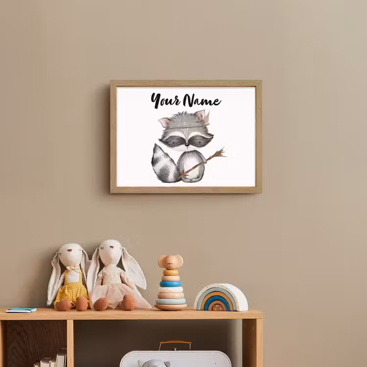 Wasbeer - Dier - Bosdieren Light Box met batterij (Wandlamp kind) middel -sfeer2_kind