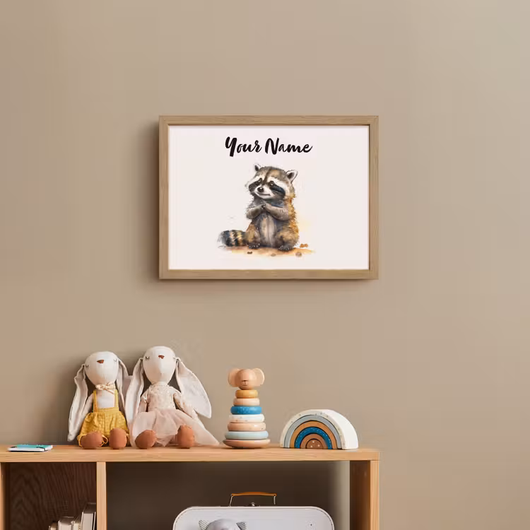 Wasbeer - Waterverf - Kleuren - Dieren - Kids Light Box met batterij (Wandlamp kind) middel -sfeer2_kind