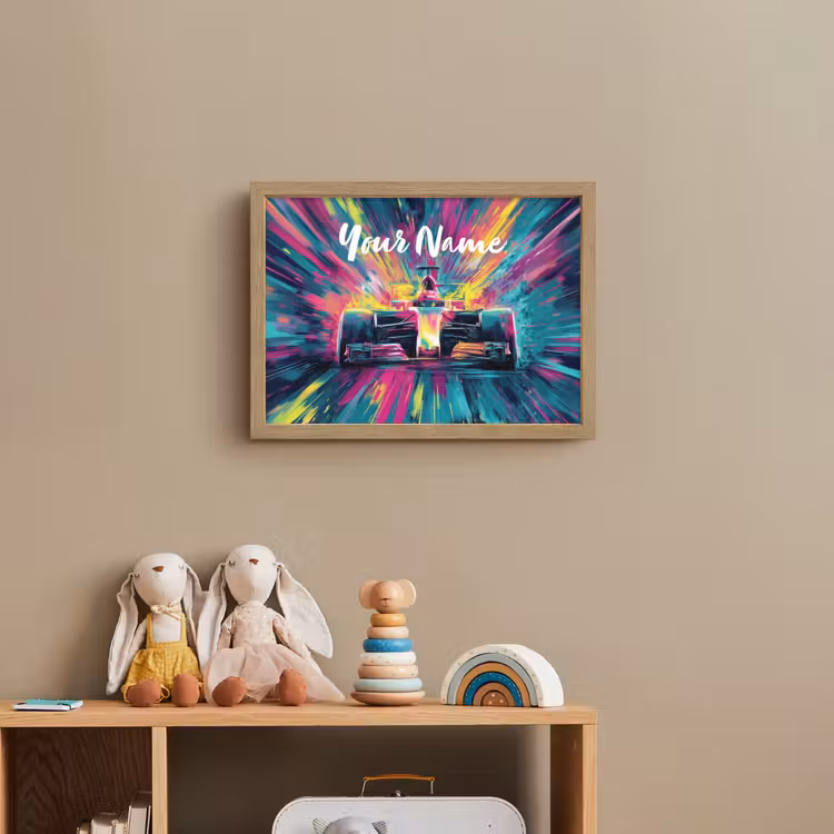 Raceauto - Abstract - Strepen - Blauw Light Box met batterij (Wandlamp kind) middel -sfeer2_kind