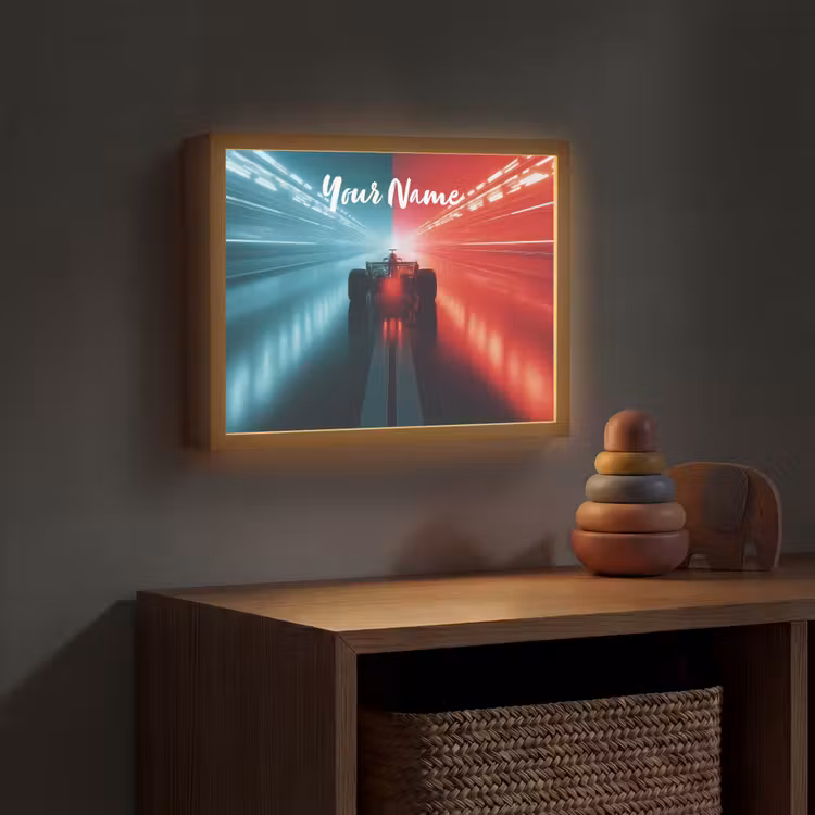 Raceauto - Verlichting - Neon - Rood Light Box met batterij (Wandlamp kind) middel -sfeer5_kind