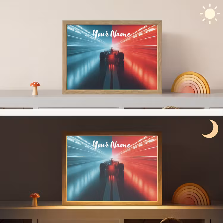 Raceauto - Verlichting - Neon - Rood Light Box met batterij (Wandlamp kind) middel -sfeer3_kind