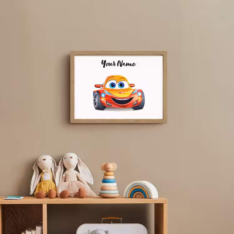 Raceauto - Oranje - Jongens - Kinderen - Auto Light Box met batterij (Wandlamp kind) middel -sfeer2_kind