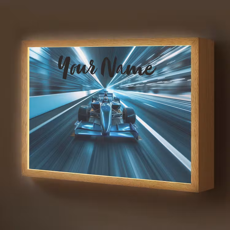 Race - Auto - Formule 1 - Jongens - Blauw Light Box met batterij (Wandlamp kind) middel -z3d_website
