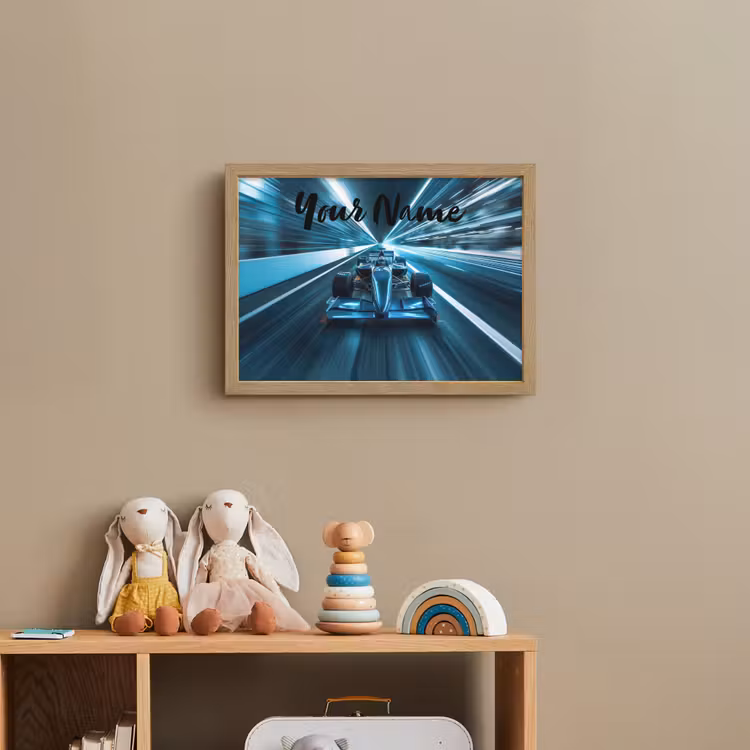 Race - Auto - Formule 1 - Jongens - Blauw Light Box met batterij (Wandlamp kind) middel -sfeer2_kind