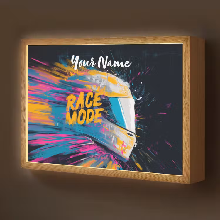 Racehelm - Abstract - Verf - Kleurrijk Light Box met batterij (Wandlamp kind) middel -z3d_website