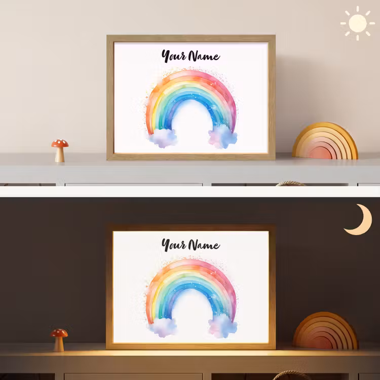 Regenboog - Kinderen - Meisje Light Box met batterij (Wandlamp kind) middel -sfeer3_kind