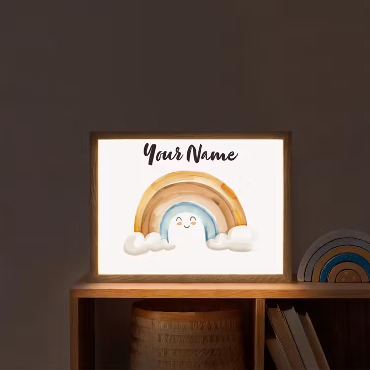 Regenboog - Pastel kleuren Light Box met batterij (Wandlamp kind) middel -sfeer1_kind