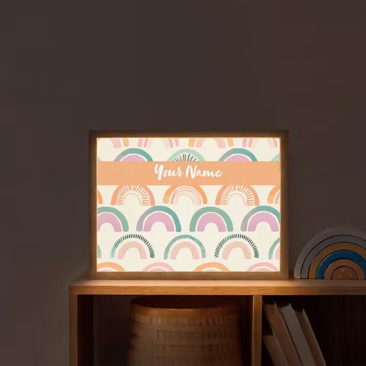 Regenboog - Pastel - Patroon Light Box met batterij (Wandlamp kind) middel -sfeer1_kind