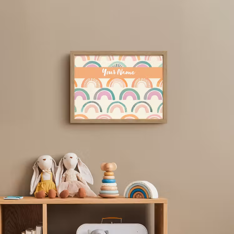 Regenboog - Pastel - Patroon Light Box met batterij (Wandlamp kind) middel -sfeer2_kind