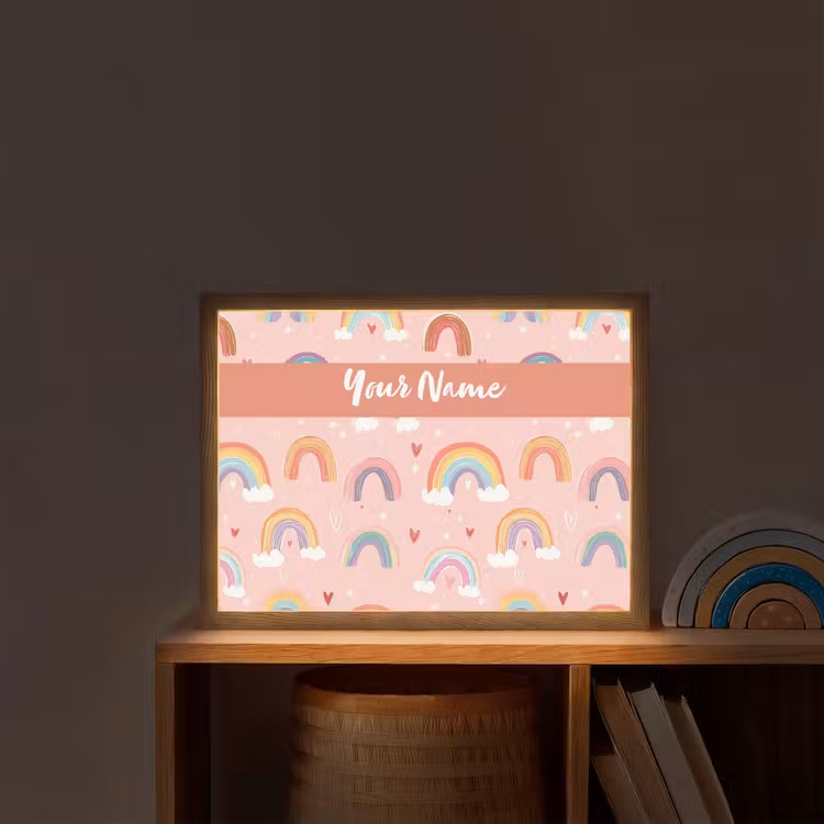 Regenboog - Patroon - Pastel Light Box met batterij (Wandlamp kind) middel -sfeer1_kind