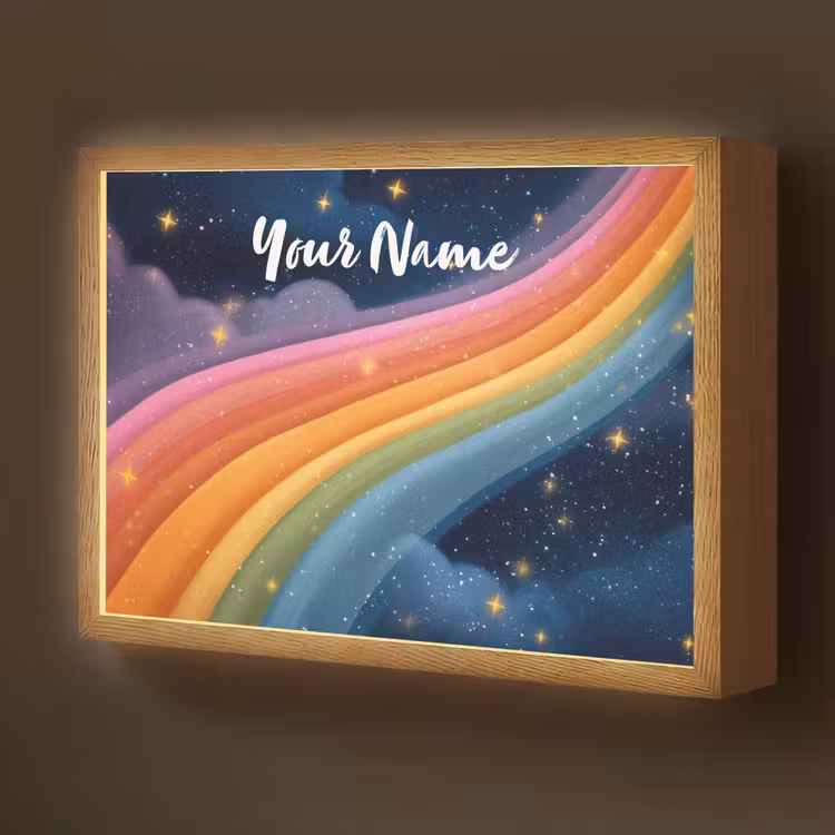Regenboog - Sterrenhemel - Kleurrijk Light Box met batterij (Wandlamp kind) middel -z3d_website
