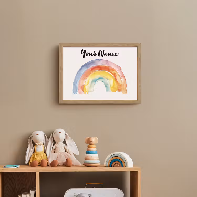 Regenboog - Watercolor - Kleurrijk Light Box met batterij (Wandlamp kind) middel -sfeer2_kind