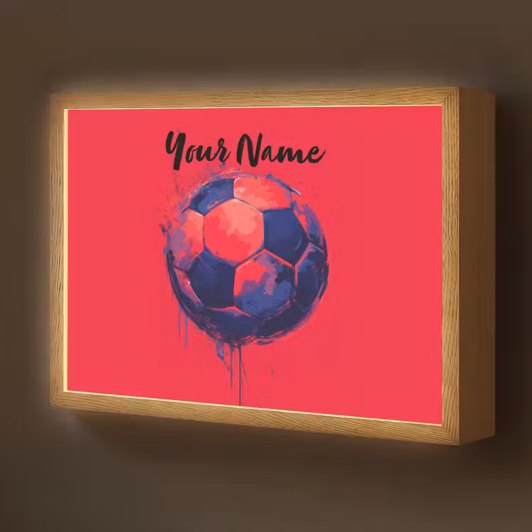 Rood - Voetbal - Abstract - Verfspatten Light Box met batterij (Wandlamp kind) middel -z3d_website