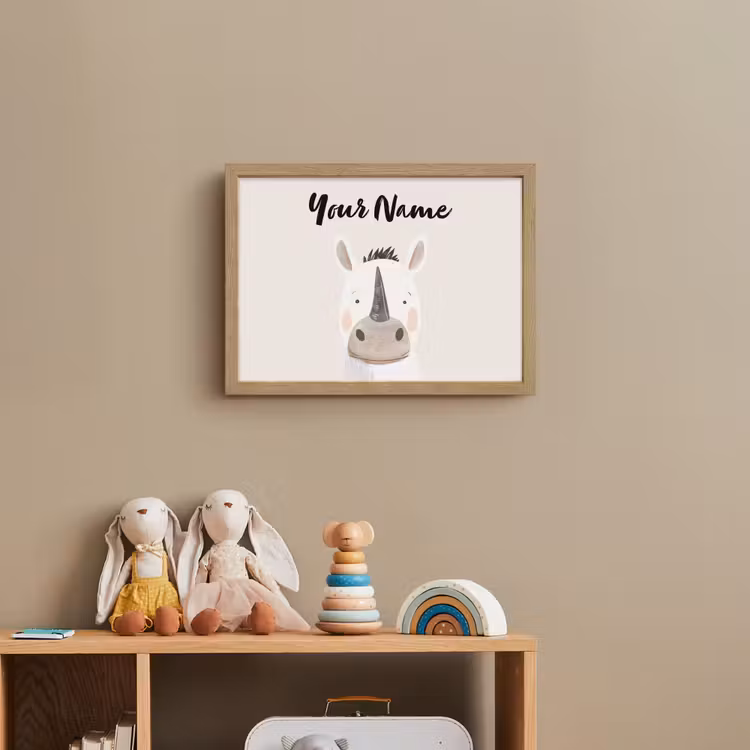 Neushoorn - Wilde dieren - Pastel kleuren Light Box met batterij (Wandlamp kind) middel -sfeer2_kind