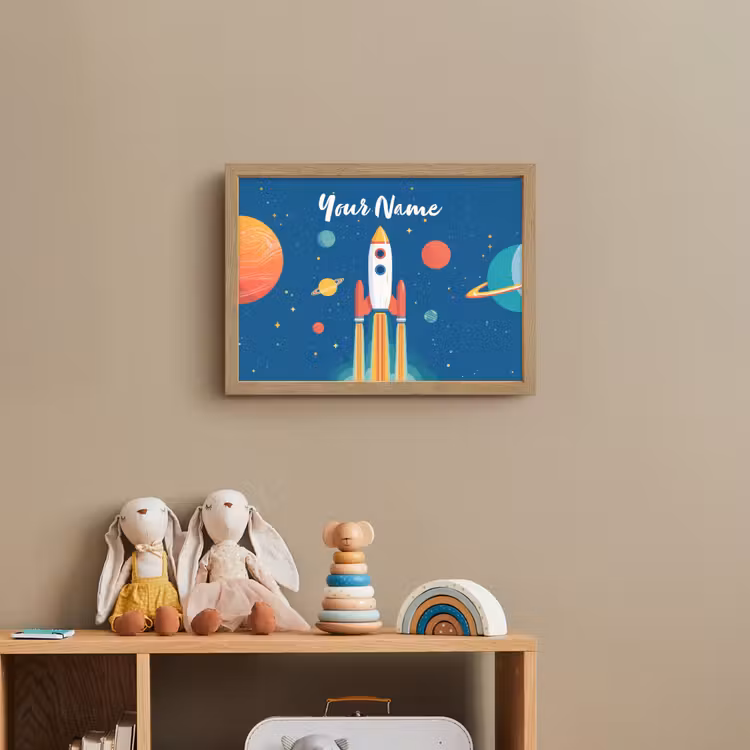 Raket - Planeten - Ruimte Light Box met batterij (Wandlamp kind) middel -sfeer2_kind
