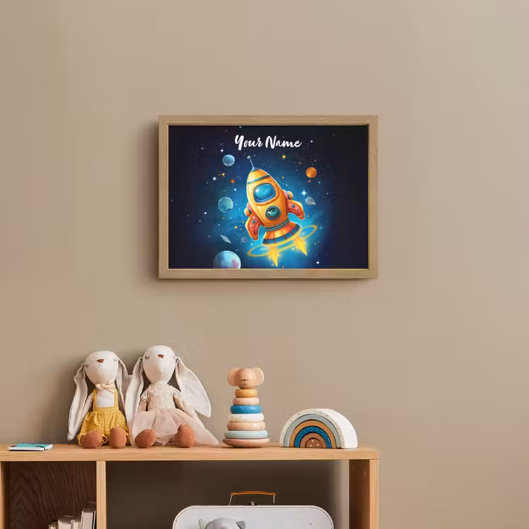 Raket - Ruimte - Planeten - Kinderen - Jongen Light Box met batterij (Wandlamp kind) middel -sfeer2_kind