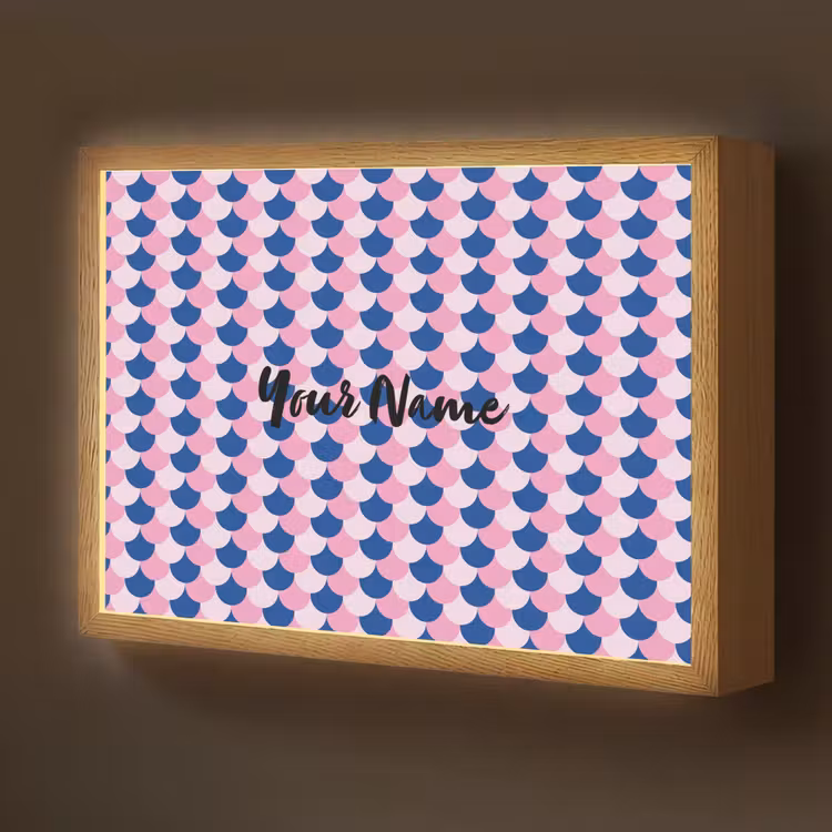 Schubben - Patroon - Blauw - Roze Light Box met batterij (Wandlamp kind) middel -z3d_website