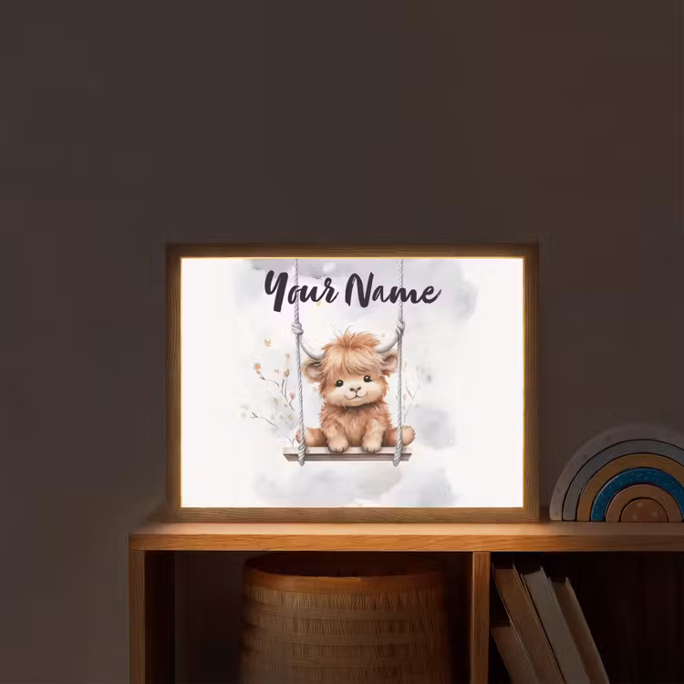 Schotse hooglander - Dier - Kinderen Light Box met batterij (Wandlamp kind) middel -sfeer1_kind