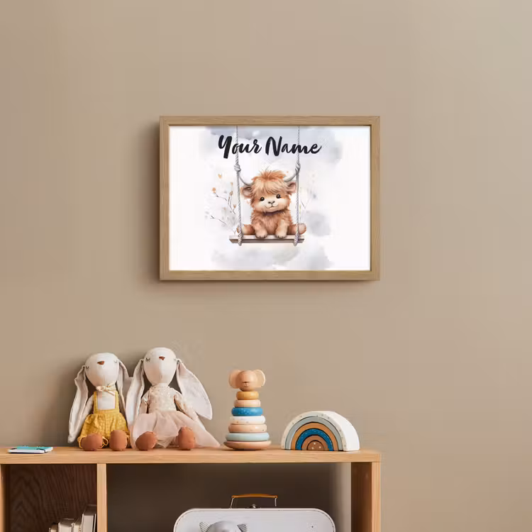 Schotse hooglander - Dier - Kinderen Light Box met batterij (Wandlamp kind) middel -sfeer2_kind