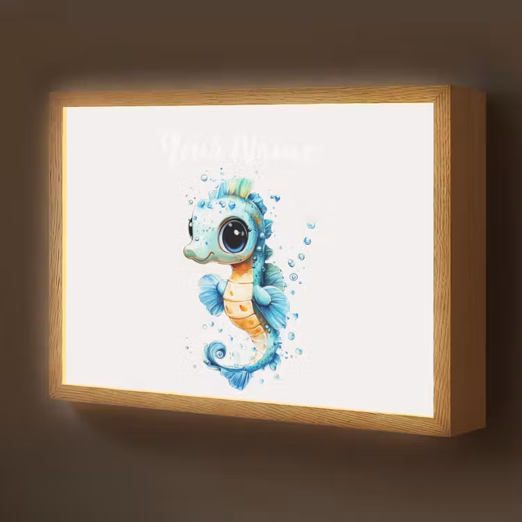 Zeepaardje - Spetters - Blauw Light Box met batterij (Wandlamp kind) middel -z3d_website
