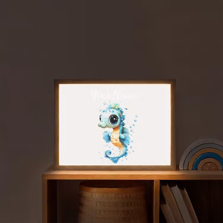 Zeepaardje - Spetters - Blauw Light Box met batterij (Wandlamp kind) middel -sfeer1_kind
