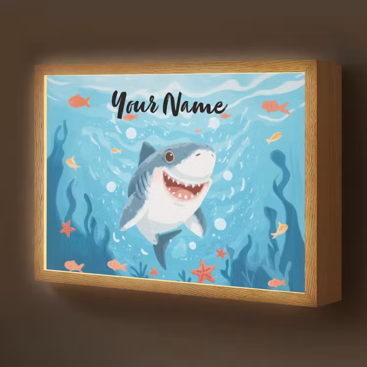 Haai - Vissen - Blauw - Onderwater Light Box met batterij (Wandlamp kind) middel -z3d_website