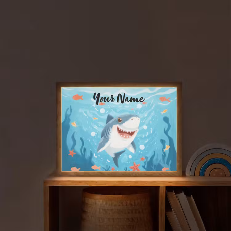 Haai - Vissen - Blauw - Onderwater Light Box met batterij (Wandlamp kind) middel -sfeer1_kind
