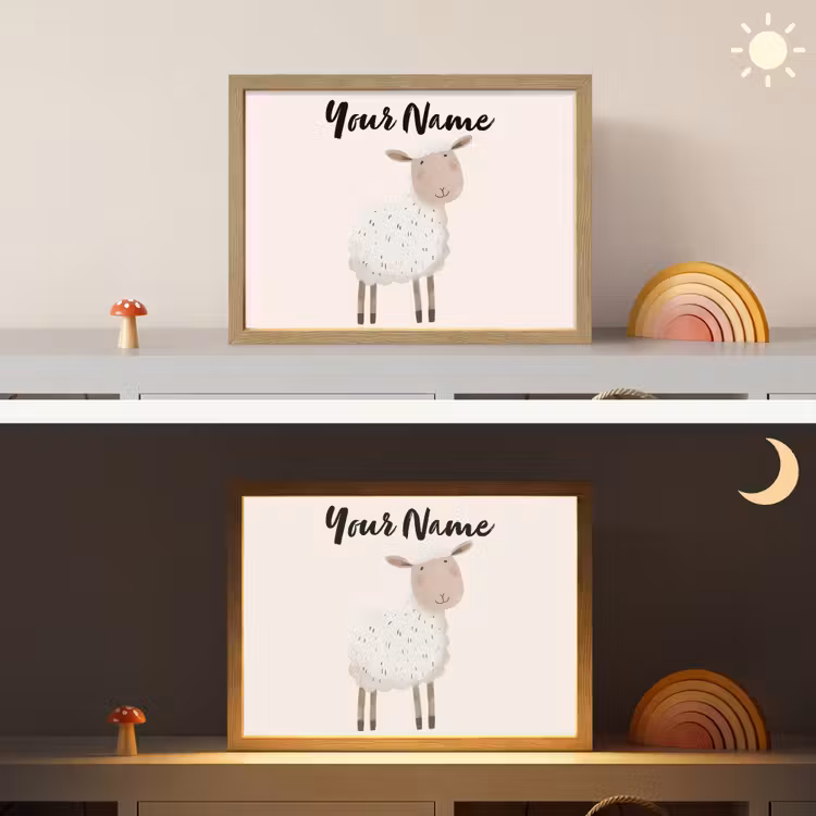 Schaap - Boerderij dier - Dieren Light Box met batterij (Wandlamp kind) middel -sfeer3_kind
