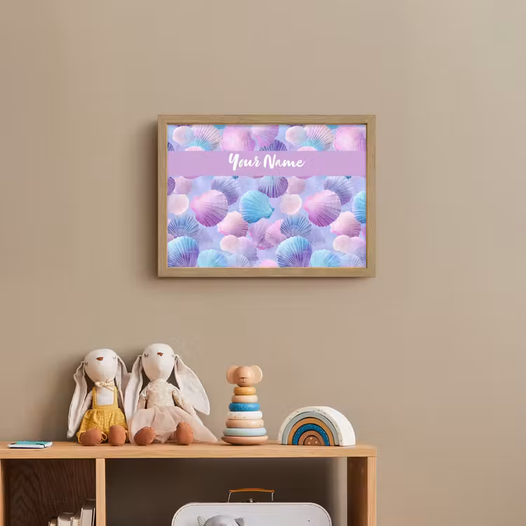 Schelpen - Paars - Blauw - Patroon Light Box met batterij (Wandlamp kind) middel -sfeer2_kind