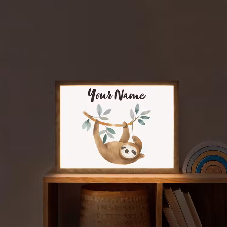 Luiaard - Dier - Jungle dieren Light Box met batterij (Wandlamp kind) middel -sfeer1_kind