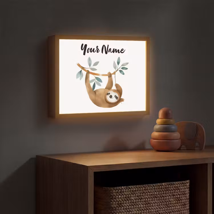 Luiaard - Dier - Jungle dieren Light Box met batterij (Wandlamp kind) middel -sfeer5_kind