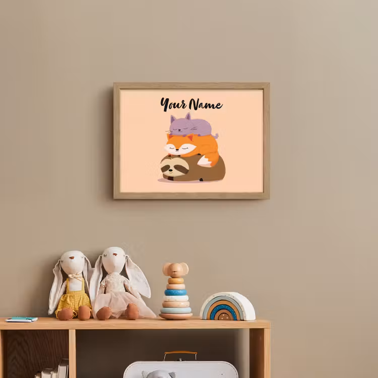 Luiaard - Vos - Kat - Slaperig Light Box met batterij (Wandlamp kind) middel -sfeer2_kind