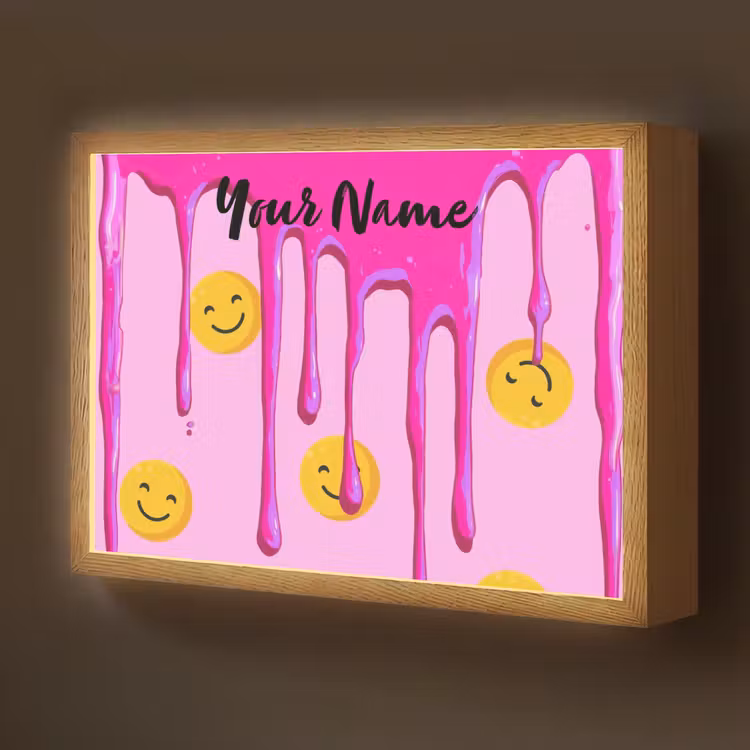 Smiley - Roze - Glazuur Light Box met batterij (Wandlamp kind) middel -z3d_website