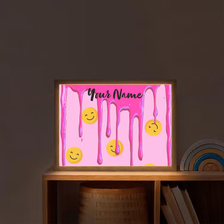 Smiley - Roze - Glazuur Light Box met batterij (Wandlamp kind) middel -sfeer1_kind