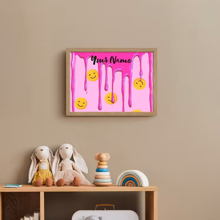 Smiley - Roze - Glazuur Light Box met batterij (Wandlamp kind) middel -sfeer2_kind