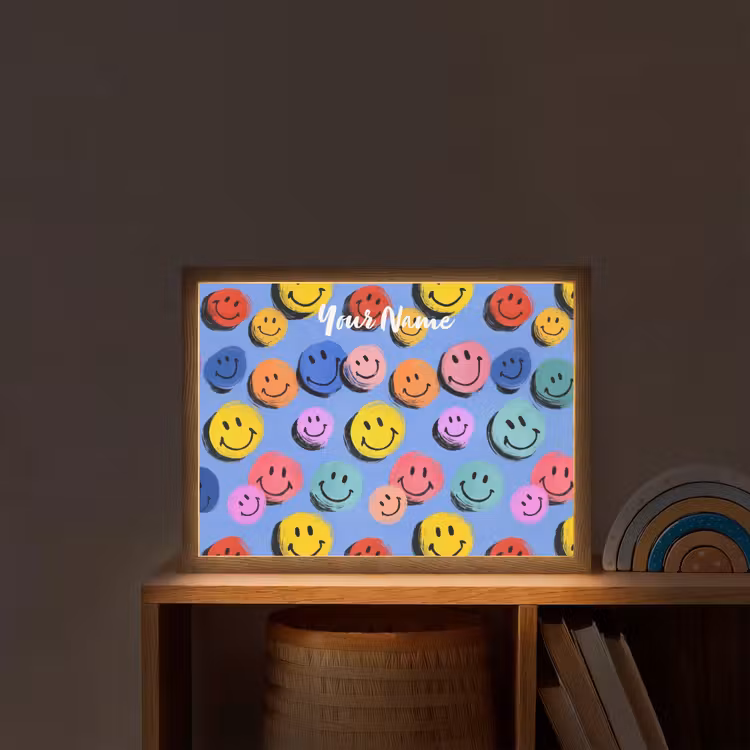 Smileys - Kleurrijk Light Box met batterij (Wandlamp kind) middel -sfeer1_kind