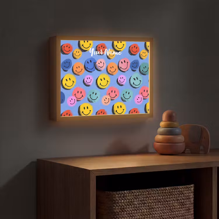 Smileys - Kleurrijk Light Box met batterij (Wandlamp kind) middel -sfeer5_kind