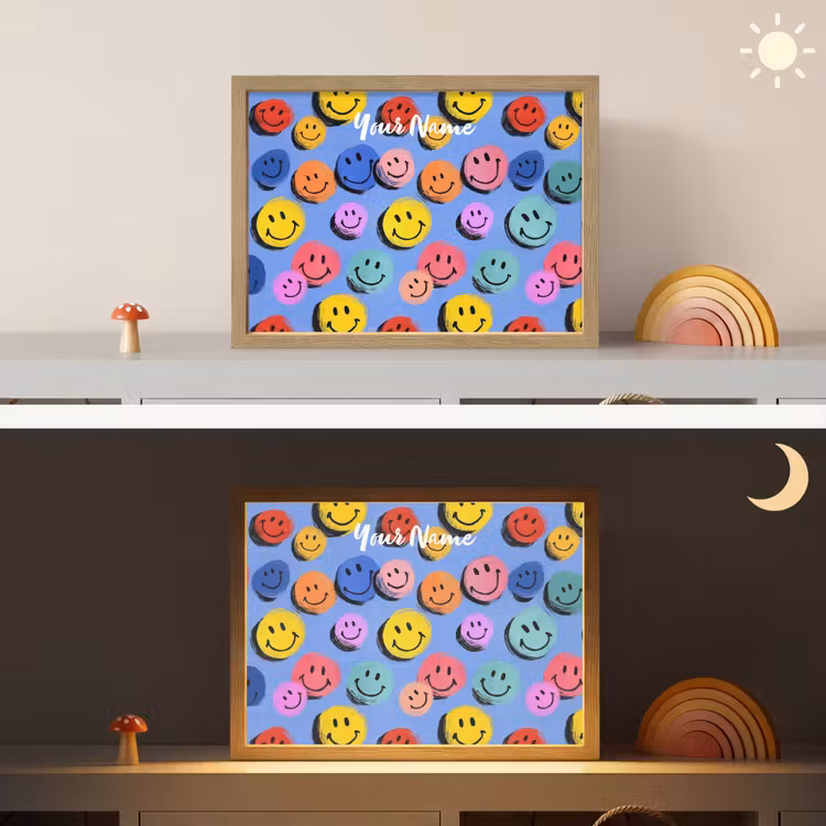 Smileys - Kleurrijk Light Box met batterij (Wandlamp kind) middel -sfeer3_kind