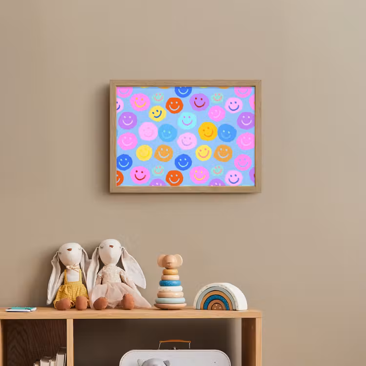 Smileys - Kleurrijk - Grappig Light Box met batterij (Wandlamp kind) middel -sfeer2_kind