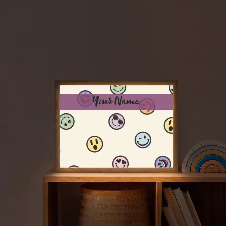 Smileys - Kleurrijk - Grappig Light Box met batterij (Wandlamp kind) middel -sfeer1_kind