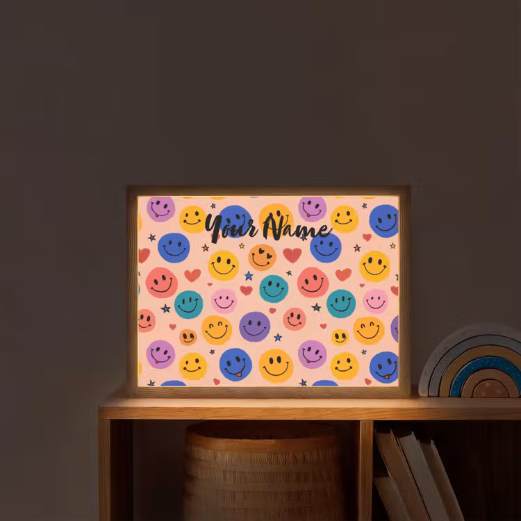 Smileys - Kleurrijk - Hartjes Light Box met batterij (Wandlamp kind) middel -sfeer1_kind