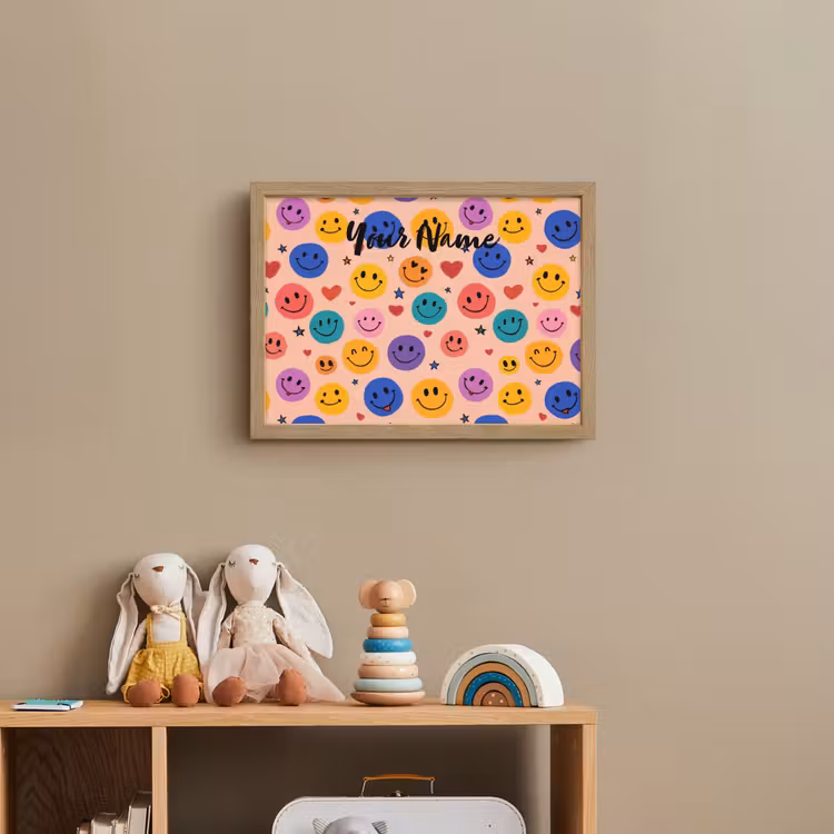 Smileys - Kleurrijk - Hartjes Light Box met batterij (Wandlamp kind) middel -sfeer2_kind